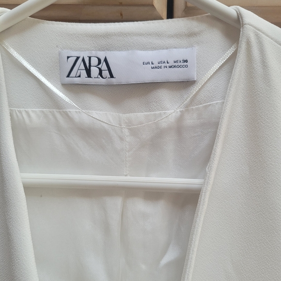 Zara White Sleeveless Long Blazer - Picture 4 of 4